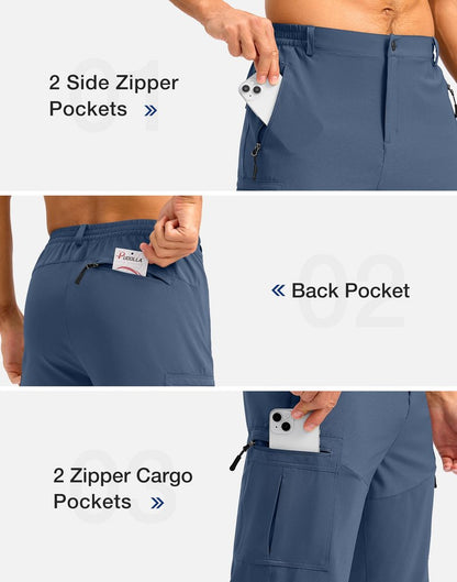 Pudolla Men's Hiking Shorts 11" Lightweight Cargo Work Shorts for Men Summer Travel Golf Casual Outdoor with 5 Pockets(Dark Navy 3X-Large)