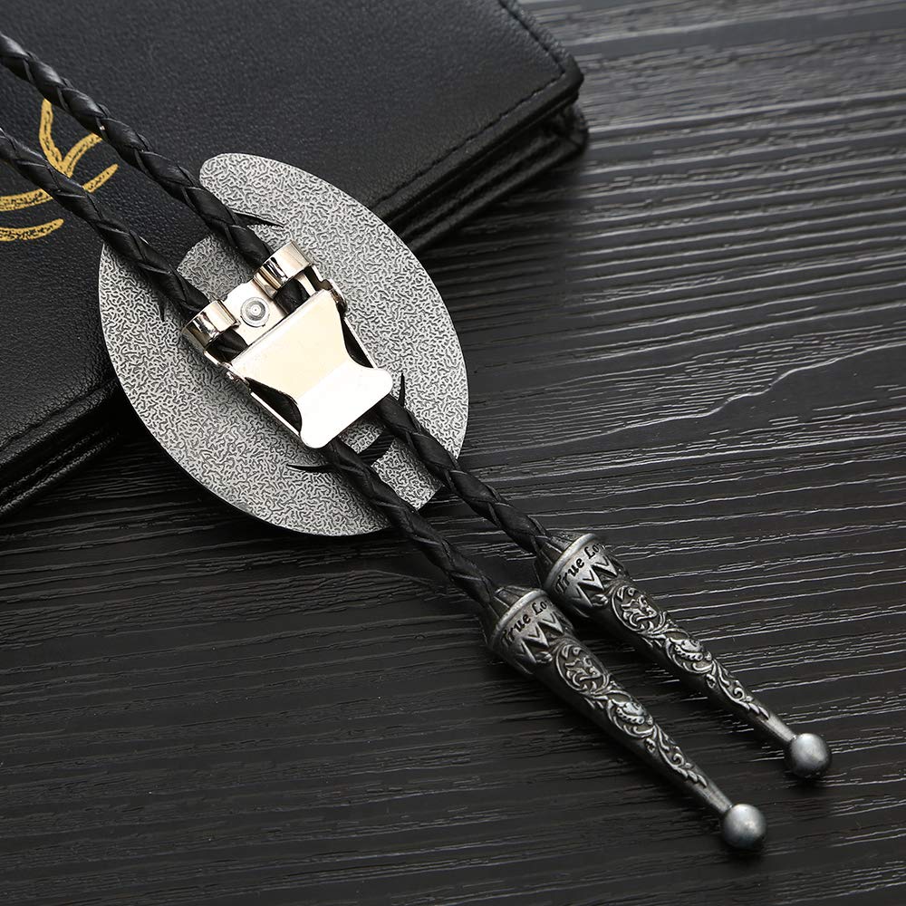 HUABOLA CALYN Vintage Bolo Tie for Men- Initial Letter ABCDMJR to Z Western Cowboy Bolo Tie for Women (J)