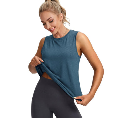 Alaroo Workout Tops for Women Sleeveless Yoga Athletic Tank Tops Fitness Clothing Running Gym Shirts Exercise Crew Neck Navy Blue L