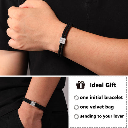 Zocomi Rope Bracelet for Men Boys, Initial Letter R Braided String Bracelets for Teen Teenage Him Male Mens Wrist Accessories Jewelry Gifts Age Pulsera Brazalete Para Hombre Black