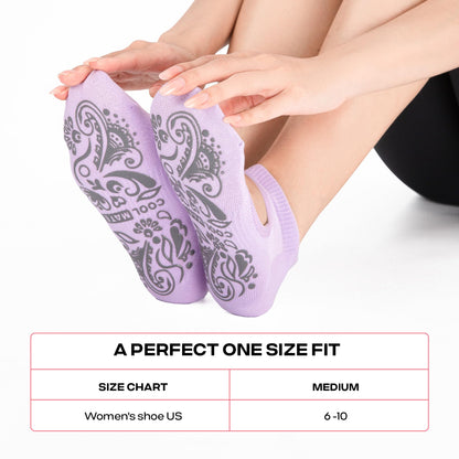 CoolMate Pilates Socks with Grips for Women, Yoga Socks, Crew Non Slip Women for Workout, Barre, Pilates Gifts