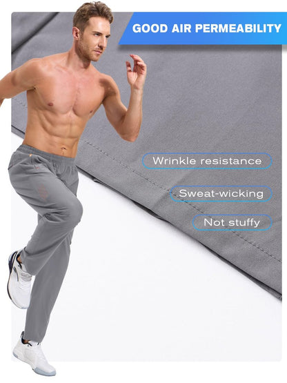 ZENGVEE Sweatpants for Men Athletic with Zipper Pockets Workout Sweat Pants Lightweight for Jogging Gym Running Track Exercise Moisture Wicking Training Lounge Open Bottom 3039 LightGray L