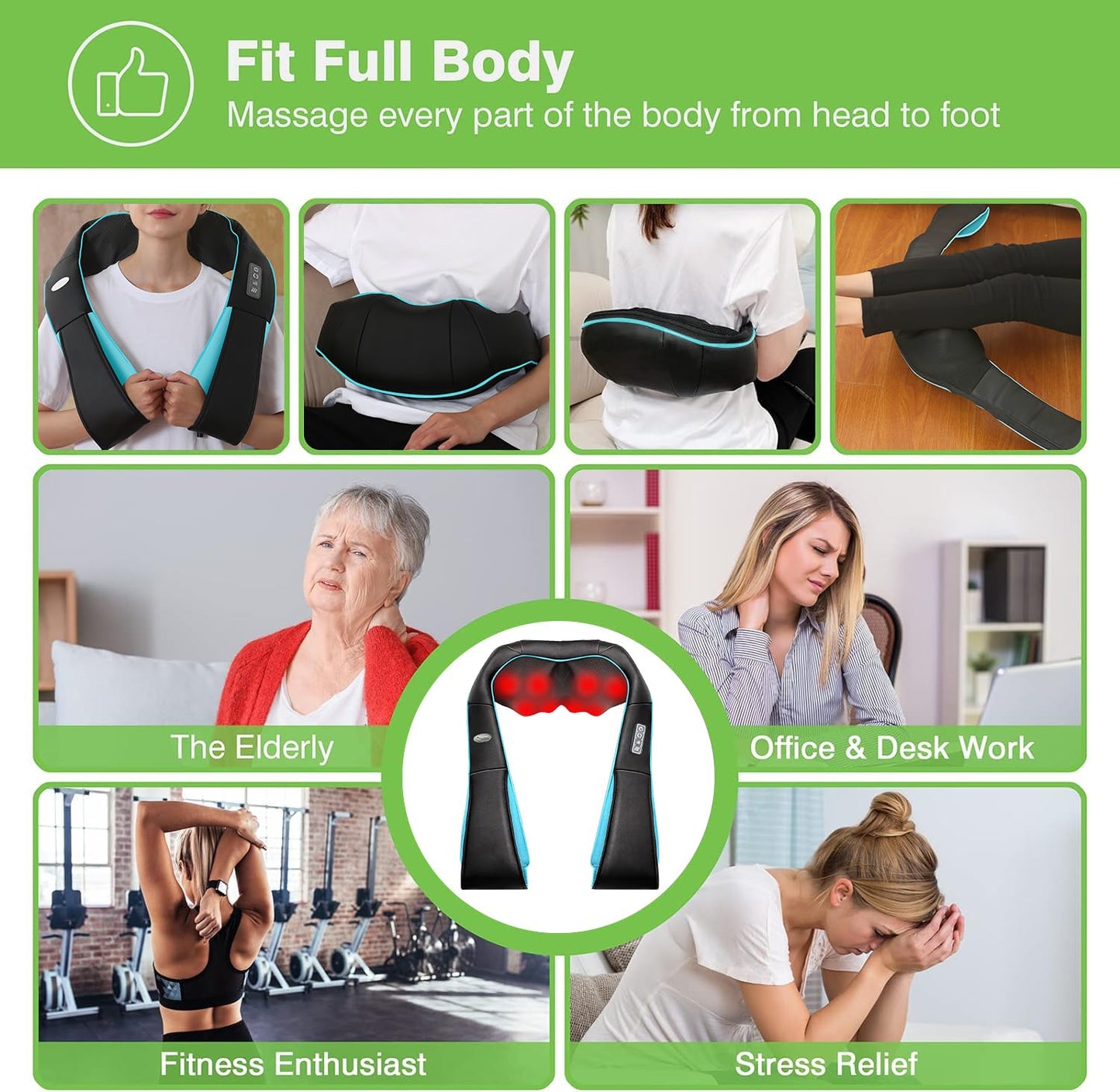 cotsoco Neck Massager,Shiatsu Shoulder and Back Massager with Heat, Electric Deep Tissue Massage Pillow for Body Muscle Pain Relief,Best Gifts Mom Dad Women Men,Home, Office Car Use