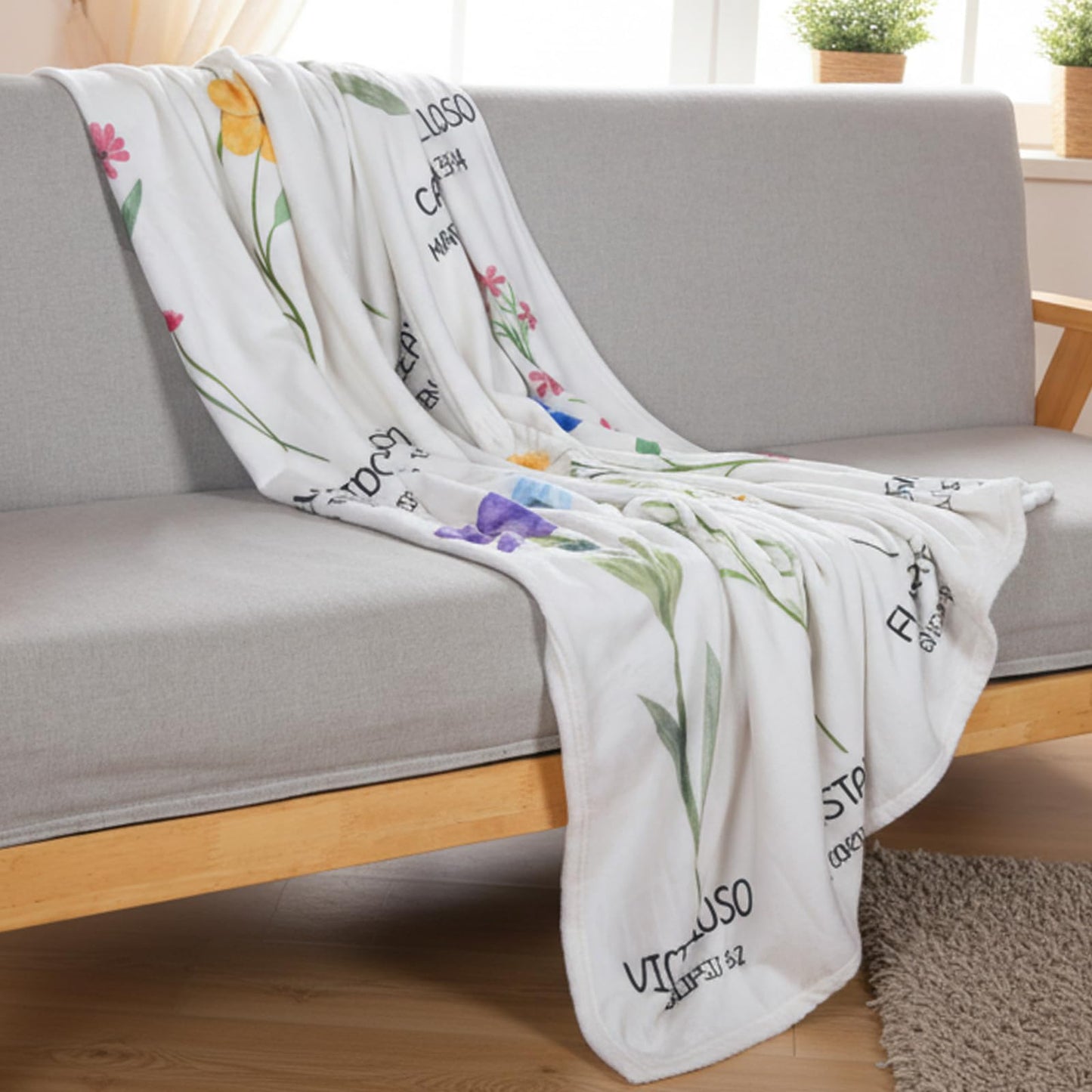 VISSTREE Spanish Christian Gifts for Women, Christian Throw Blanket with Flowers, Religious Flannel Blanket, Inspirational Faith Prayer Gift for Sister, Daughter, Mom, Soft Throw Blankets 50'' x 60''