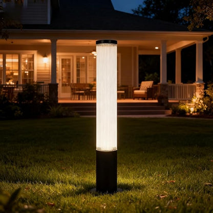 SkyGlow Bollard Light, 120V Line Voltage 32" Aluminum LED IP65 Waterproof Outdoor Modern Landscape Path Lights Hardwired Curb Appeal for Garden Lawn Patio Courtyard Driveway Pathway Lighting