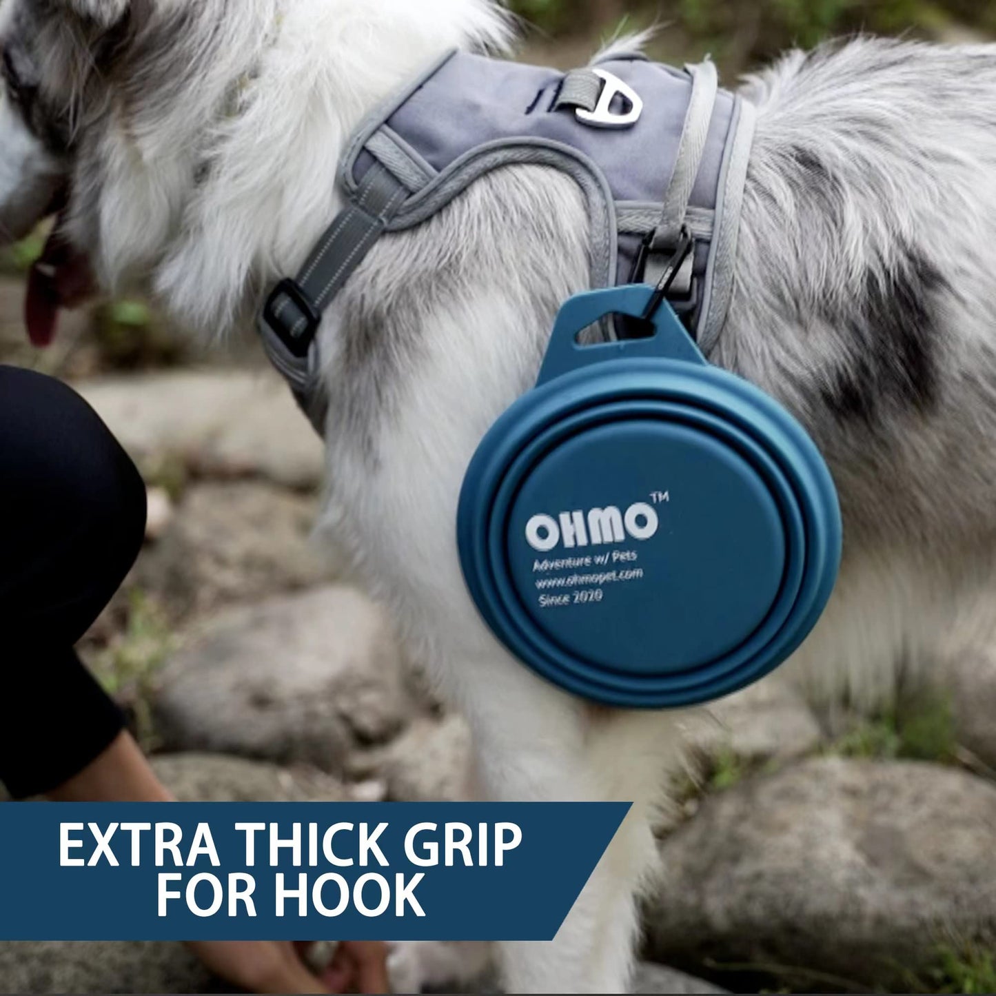 OHMO Collapsible Dog Bowl(2 Pack, Peacock&Light Blue 12oz/400ml) Premium Silicone Pet Water Bowls for Cats & Dogs, Portable Dog Travel Bowls Foldable for Outdoor Camping Hiking