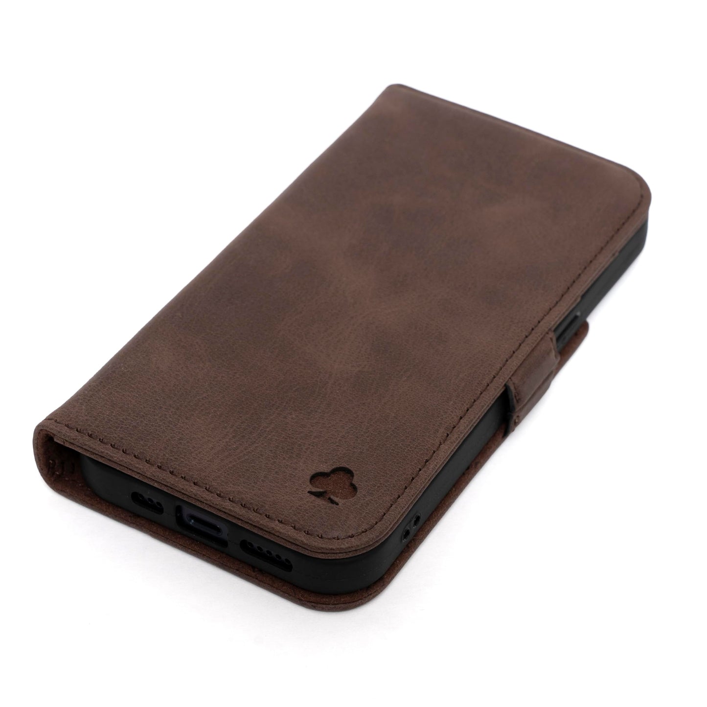 Porter Riley - Leather Case Compatible with iPhone 17 Pro Max. Premium Genuine Leather Stand/Cover/Wallet/Flip Case with Card Slots & Horizontal Stand (Chocolate Brown)