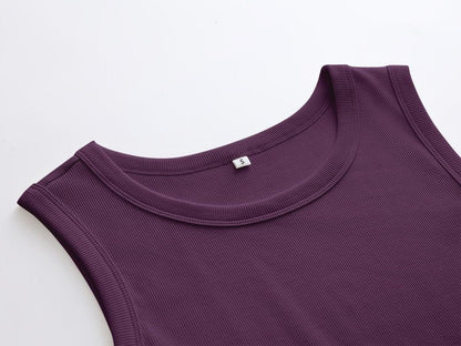 ANRABESS Womens Sleeveless High Neck Tank Tops Fashion Summer Casual Basic Slim Fit Ribbed Racerback Top Shirt Clothes Dark Purple Large