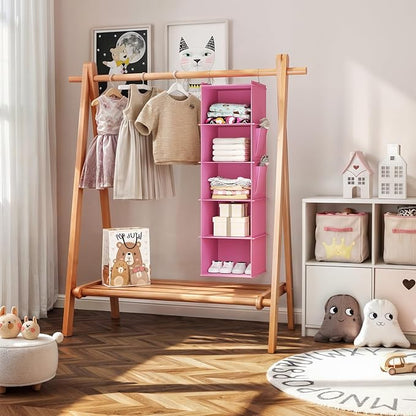 YOUDENOVA Hanging Closet Organizer, 5-Shelf Closet Hanging Storage Shelves