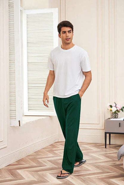 Deyeek Men's Lightweight Sweatpants Open Bottom Baggy Sweat Pants Mens Adult Straight Leg Joggers Sweatpants with Pockets