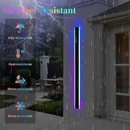 2 Pack RGB Outdoor Led Wall Light for House,60 inch Modern Long Outdoor Wall Lights,Dimmable Large Outside Linear Light Fixture,Exterior Long Linear Light for Porch,Patio,Garage,Enterway