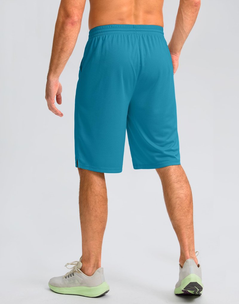 G Gradual Men's Athletic Shorts with Pockets 9" / 11" Long Basketball Shorts Lightweight Quick Dry Gym Workout Shorts for Men(Lake Blue,S)
