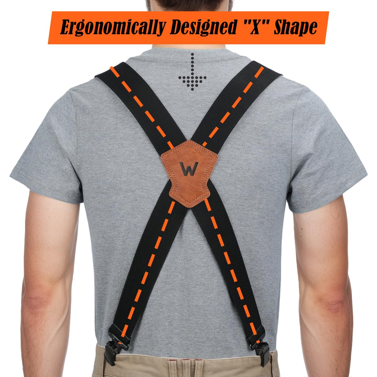 WELKINLAND 2-Piece Clip-On Suspenders Set, Comfy 2 Inch Suspenders for Men, Suspenders for Men Heavy Duty, Sturdy Work Suspenders for Mens Elastic, Adjustable mens gift set