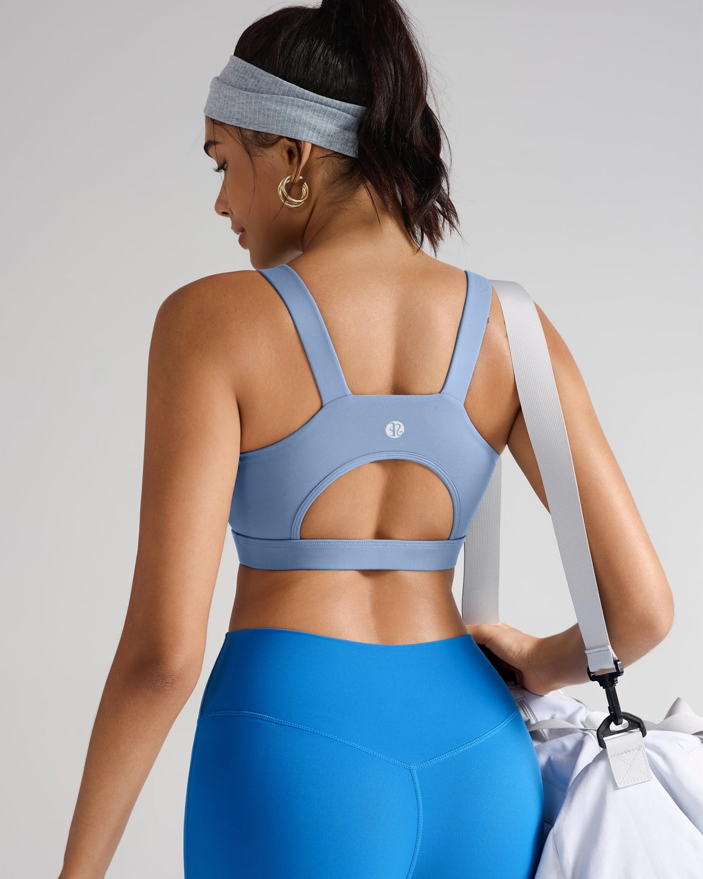 RUNNING GIRL High Impact Sports Bras for Women,Racerback Running Bra Workout Crop Tank Tops Longline Sports Bra Push up(WX2667 Blue,S)