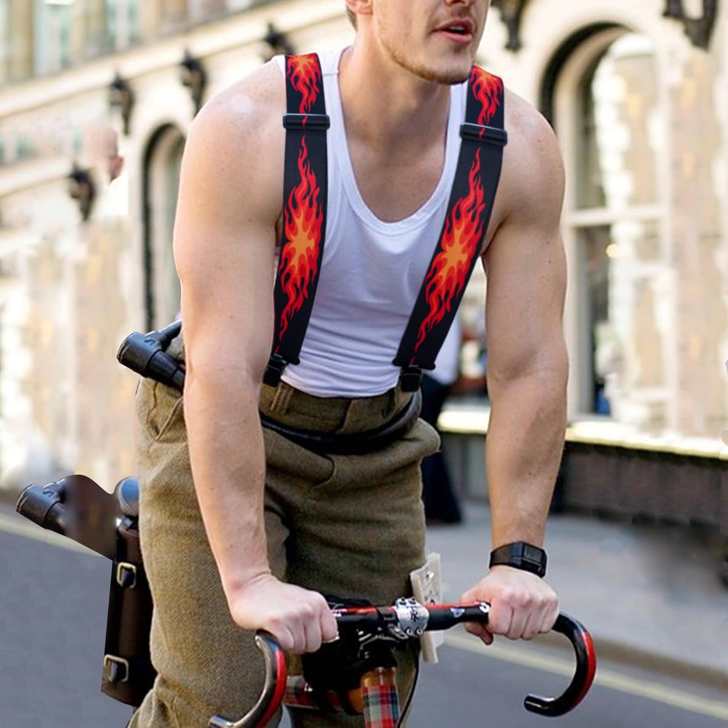 KUNN Suspenders for Men 2Inch Wide Adjustable Elastic Suspender Heavy Duty Clips Work Suspenders
