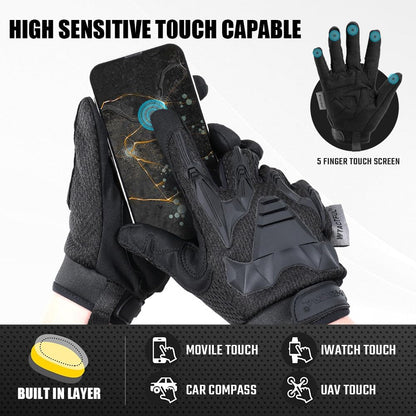 WTACTFUL Rubber Guard Tactical Gloves for Men Full Finger Protection Airsoft Paintball Hunting Hiking Bicycle Cycling Motorbike Motorcycle Black L