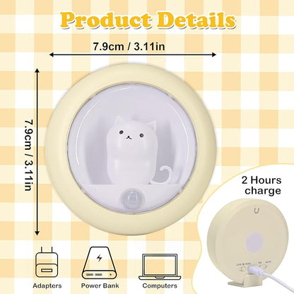 Attivolife Cat Motion Sensor Light, Rechargeable Motion Activated Night Light LED Warm White, Adjustable Brightness, Portable for Kids Adults Bathroom Bedroom Hallway Stair-Yellow