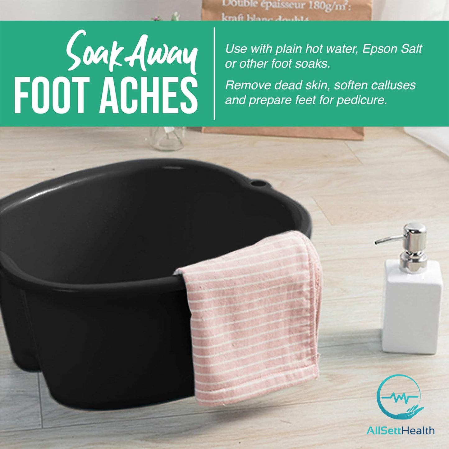 Foot Soaking Bath Basin – Large Size for Soaking Feet | Pedicure and Massager Tub for at Home Spa Treatment | Callus, Fungus, Dead Skin Remover, Blue