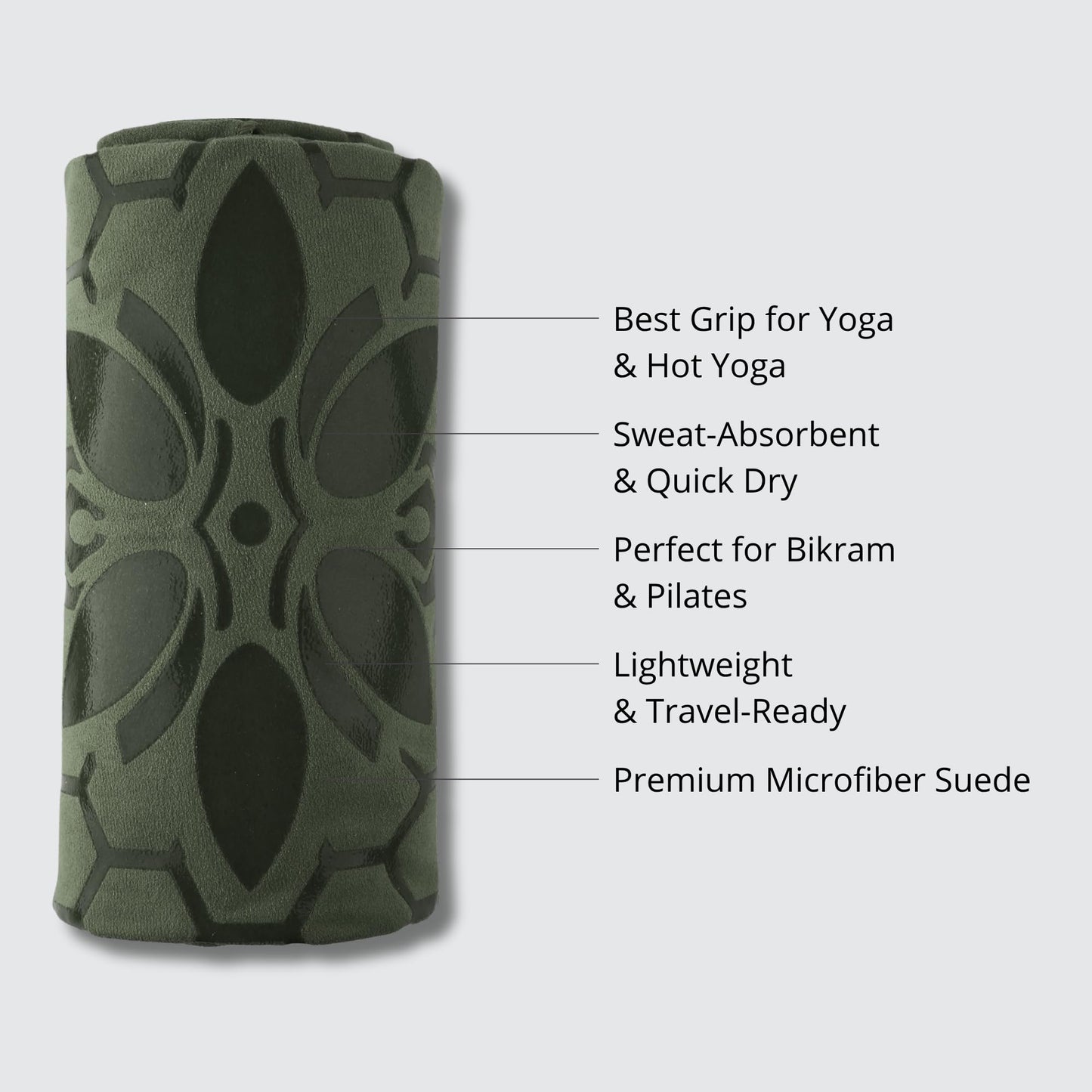Clever Yoga Hot Yoga Mat Towel – Non-Slip Grip for Hot Yoga, Sweat Absorbent, Honeycomb Silicone Grip, Stays Flat – Ideal for Pilates, Travel, Washable & Lightweight - Dark Blue