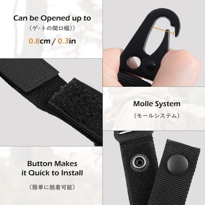 TRIWONDER Tactical Molle Key Ring Gear Key Keeper Nylon Keychain Belt Pouch Key Chain Webbing Holder Military Utility Hanger Keychain Hook (Black - 4)