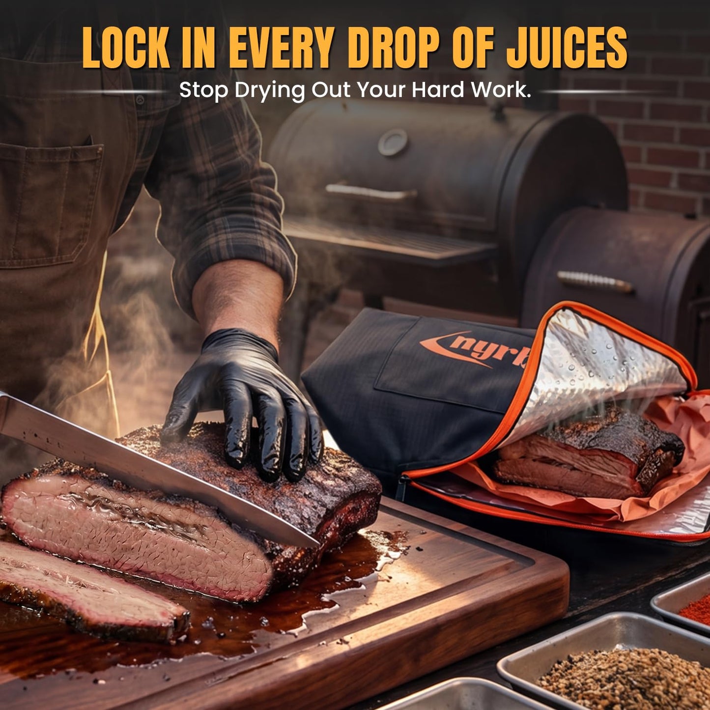 BBQ Blanket for Resting Meat – 21" Insulated Meat Resting Bag Keeps Brisket Juicy & Tender – Heavy-Duty Smoker Grill Accessory for Pork Shoulder, Steak, Turkey – Pitmaster Gifts for Men Dad