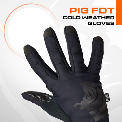 PIG FDT Full Dexterity Cold Weather Gloves, Insulated, Touchscreen Compatible, Silicone Grip, for Shooting Sports, 1 Pair, Black, Large