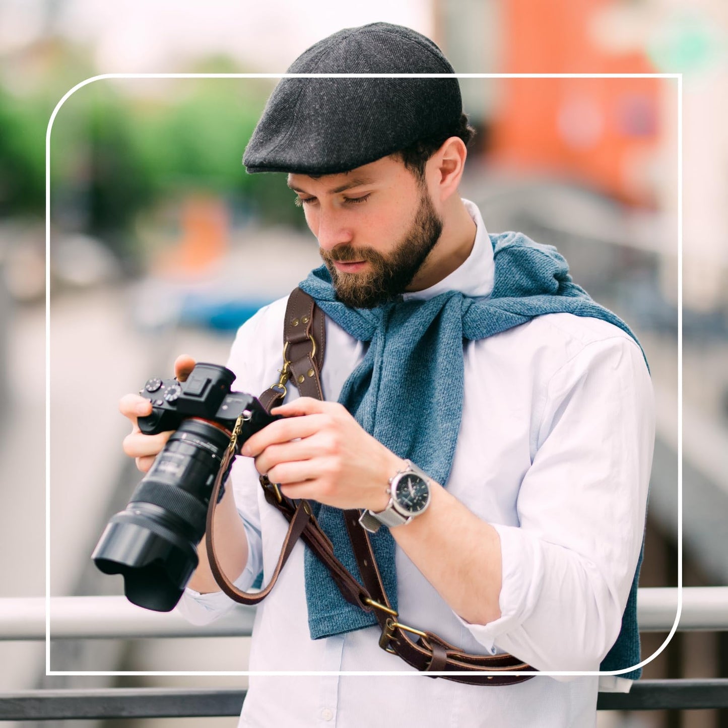 4J LEDR Leather Camera Harness for One Camera,Single Leather Camera Strap for Photographers,Camera Shoulder Strap Camera Harness for Photographers Quick Release Gear DSLR,BROWN