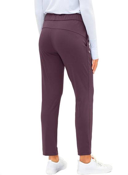 G Gradual Women's Pants with Deep Pockets 7/8 Stretch Sweatpants for Women Athletic, Golf, Lounge, Work (Wine Red, X-Small)