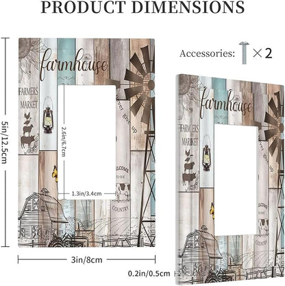 Rustic Western Farmhouse Windmill Single Rocker Light Switch Covers Vintage Barn Wooden Plank Inspirational Quote 1 Gang Outlet Cover Wall Plate Decorative GFCI Switchplate Faceplate