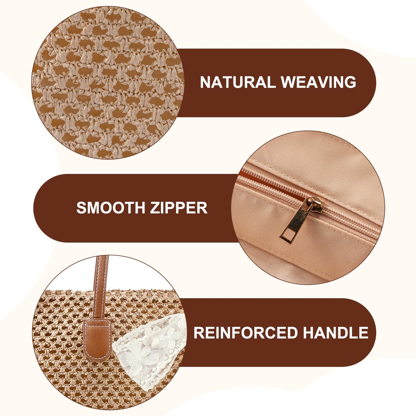 iSamzan Straw Beach Tote Bag for Women: 2026 Large Woven Handbag with Zipper, Perfect for Vacation, Travel and Summer Pool