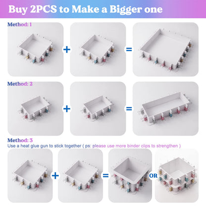 LET'S RESIN Adjustable Mold Housing for Silicone Molds Making (Not for Direct Resin Use), Silicone Mold for Resin Mold Making Silicone Rubber, Plastic Housing Frame for DIY Resin, Candle, Soap Molds