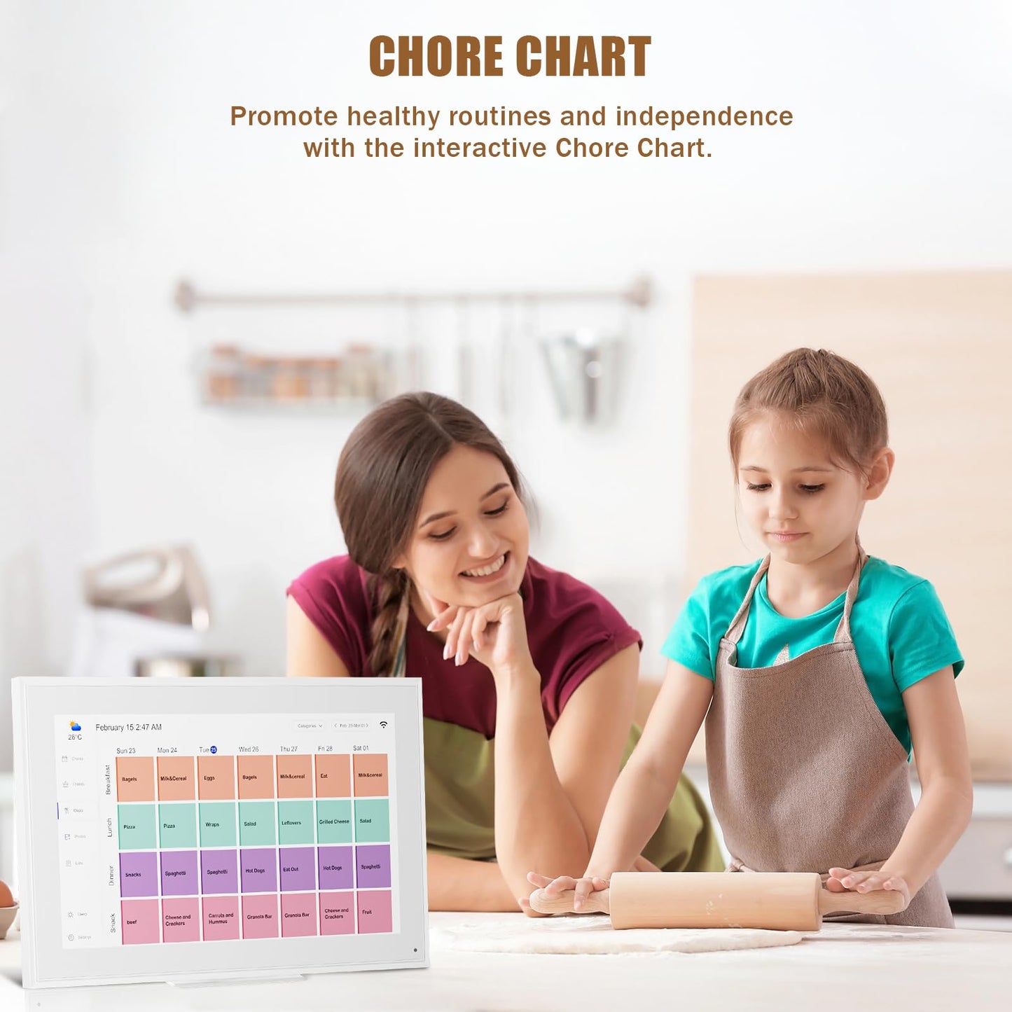 15.6-inch Wall Digital Calendar,2025 Smart WiFi Calendar & Chore Chart,Full HD Touchscreen Interactive Display for Family Schedules-Wall/Desk Mountable Planner,Meeting Reminders & Deadline Tracking