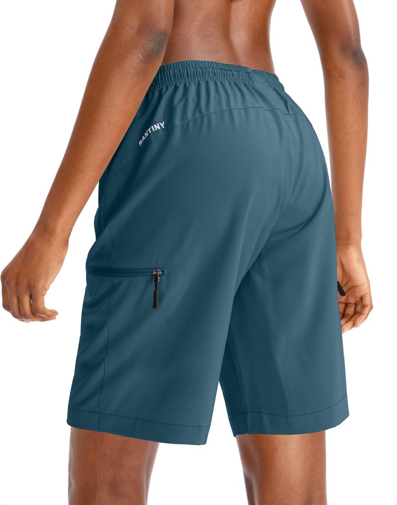 SANTINY Women's 5''/ 7''/9'' Hiking Cargo Shorts Quick Dry Lightweight Summer Shorts for Women Athletic Golf Zipper Pockets(Dusty Blue_XXL)