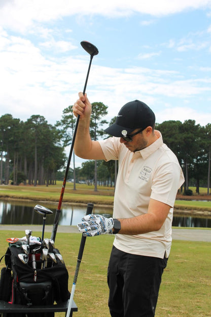 MULLIGAN HOOLIGAN® Men's Golf Glove | Premium Cabretta Leather & Mesh, Breathable Moisture-Wicking Comfort, Unique Standout Design for Men & Women (USA Blue Line, XX-Large, Worn On Left Hand)