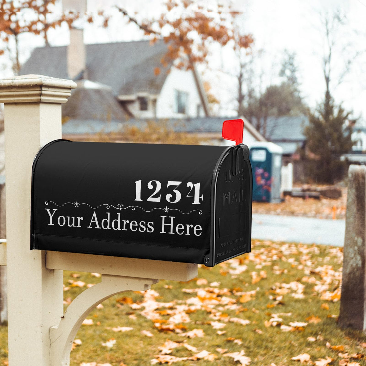 Harooni Personalized Custom Mailbox Covers Magnetic Standard Size 25.5x21 Inch Custom Numbers Street Mailbox Wraps Customized House Address Numbers Post Letter Box Cover for Home Gadern Decor