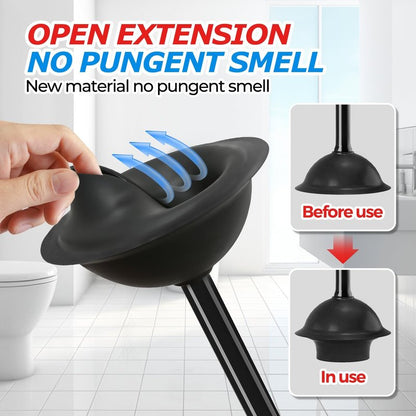 FORASTO Toilet Plunger with Holder,Plungers for Bathroom with Holder,Heavy Duty Plunger with Cover,Bathroom Decor，Bathroom Accessories，Toilet Bowl Cleaners,Black