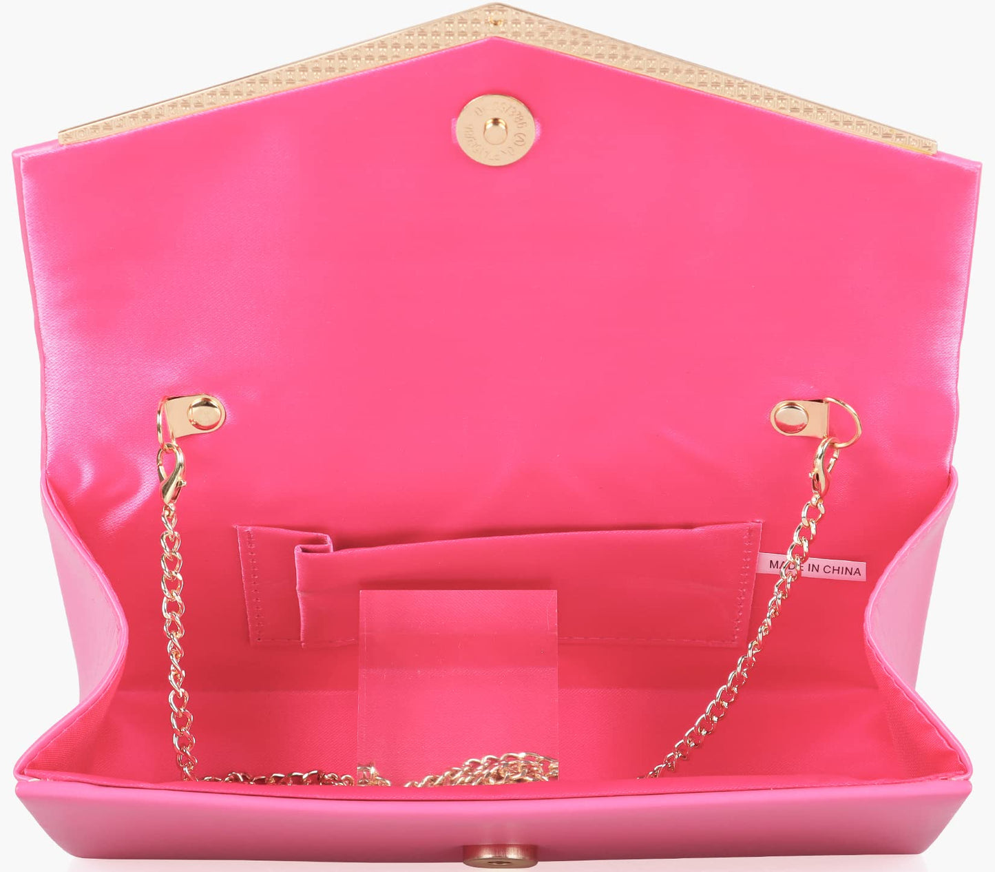 Women’s Evening Handbag Vegan Leather Ladies Envelope Clutch Classic Elegant Purse Bags Hot Pink