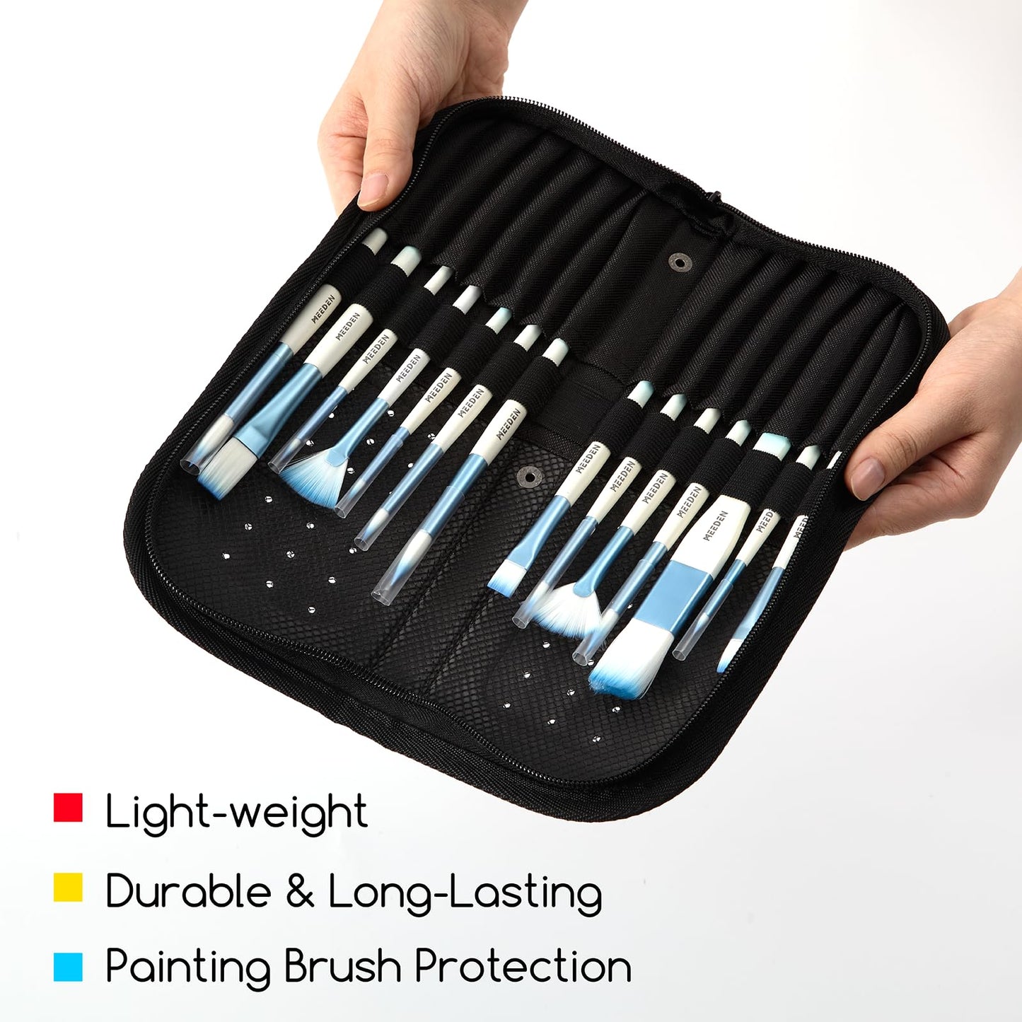 MEEDEN Paint Brush Holder, 15 X 11.2 Inch Zippered Paints Brush Case, Organization and Storage Bag for Artist Paints Brush (Brushes NOT Included)
