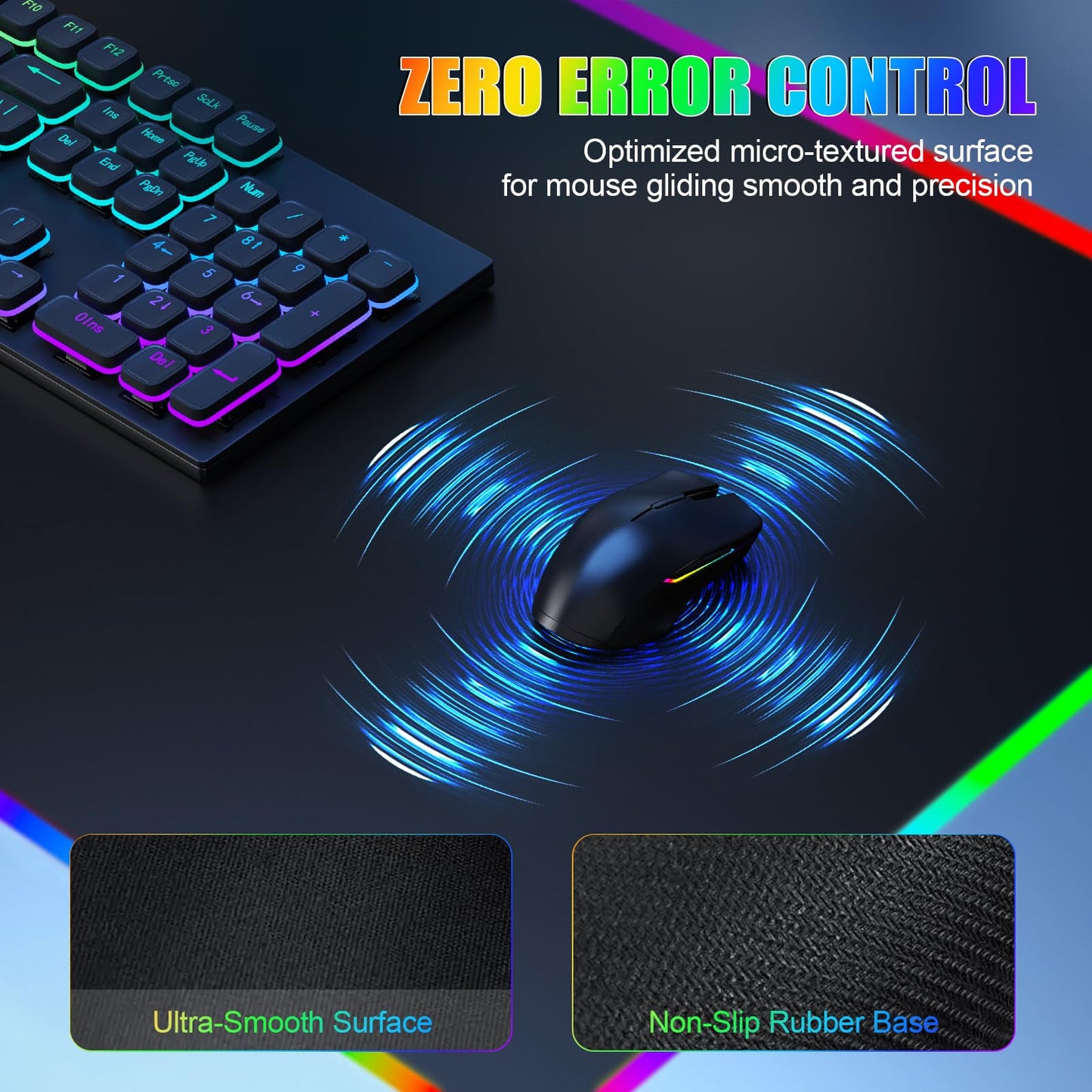 Mouse Pad with Foldable Phone Holder & Wireless Charger, XL RGB Gaming Mousepad 31.5"x11.8" Large Desk Mat for Keyboard, Home Desk Pad with Dual Qi Charging Station | 11 Colors & 5 Modes | Waterproof