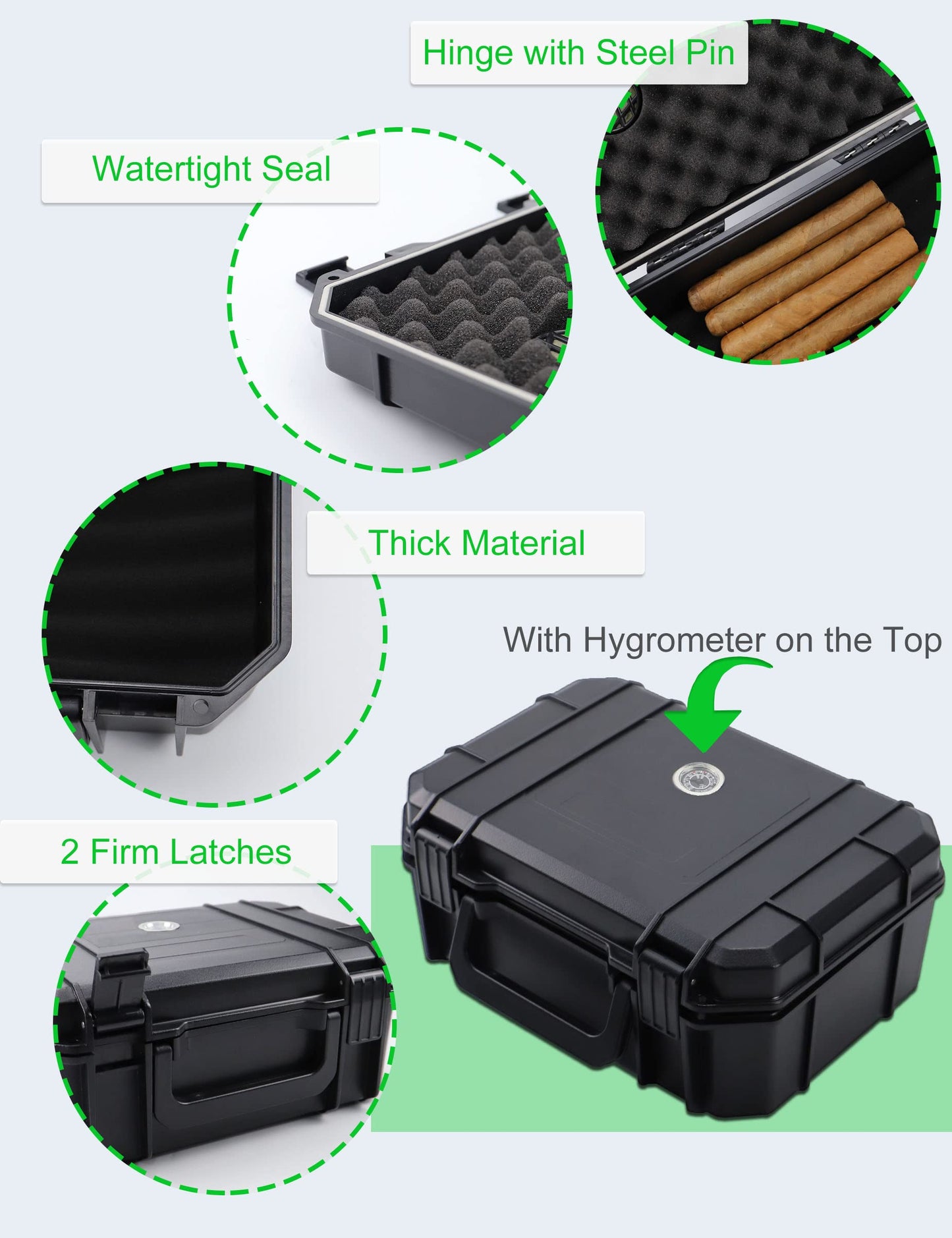 Tnqhuq Travel Humidor for Cigars Cigar Holder Case Portable Humidors for Cigars Travel Cigar Carrying Case for Men & Women (Holds Up To 21 Cigars)