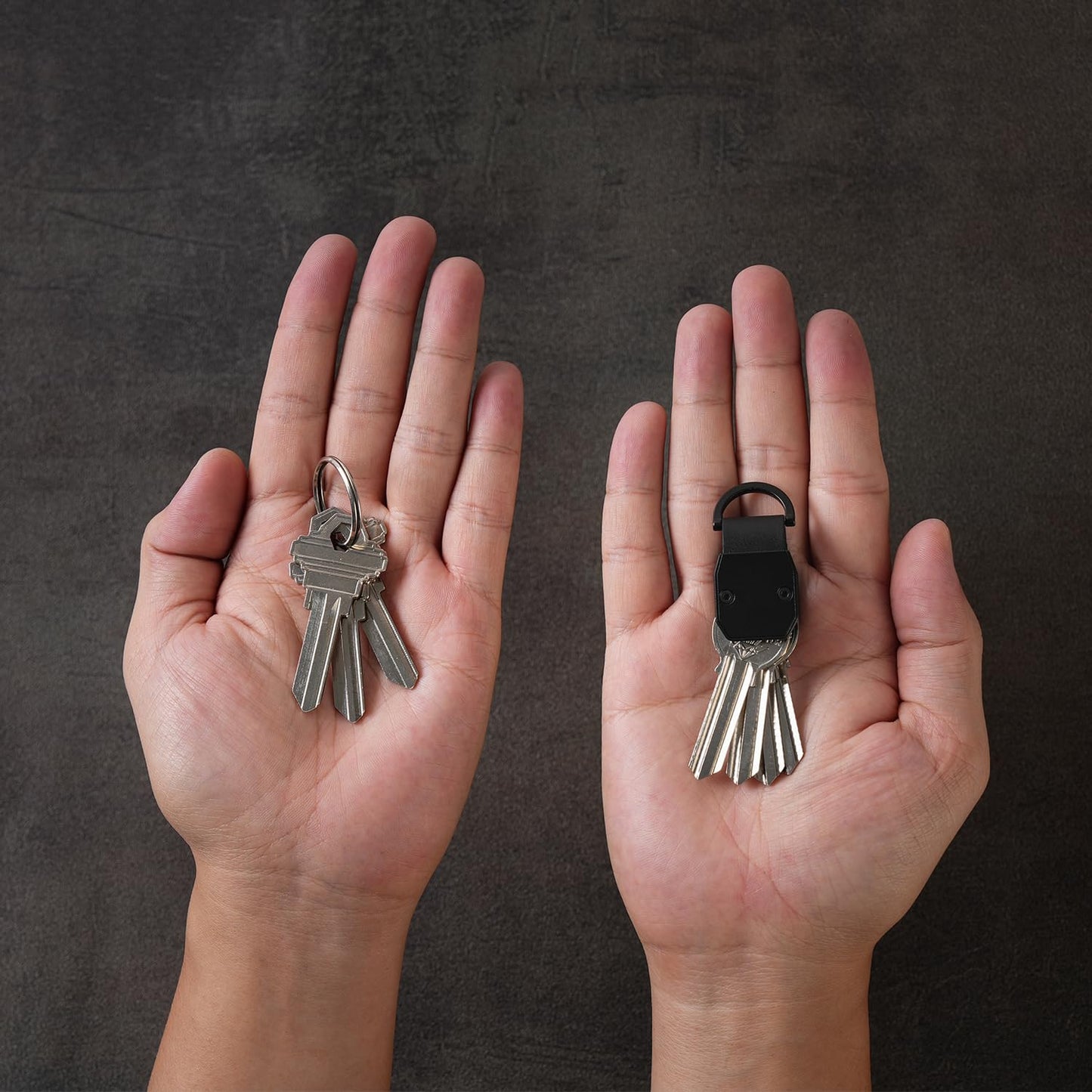 CAXGEK Compact Metallic Mini Key Organizer Keychain - Aluminum Carbon Fiber Key Holder Key Case.