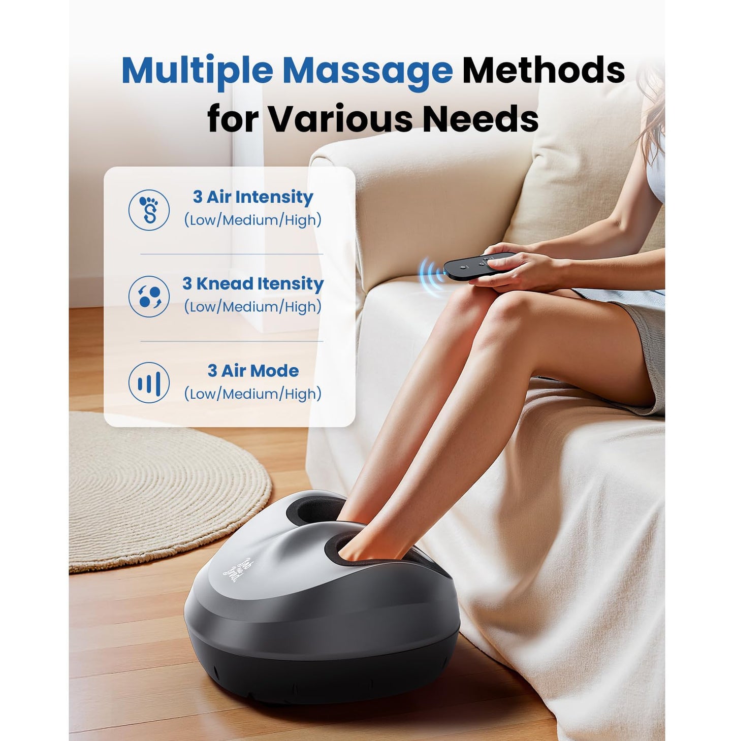 BOB AND BRAD Foot Massager Machine with Heat and Remote, Fits up to Men Size 14, Electric Shiatsu Deep Kneading Foot Massager, Relieve for Plantar Fasciitis and Neuropathy Pain
