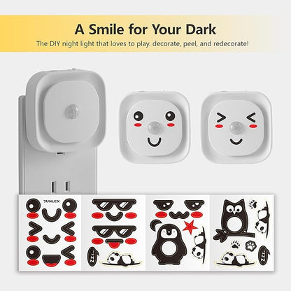 2 Pack Plug in Night Light with Motion Sensor & Dusk to Dawn Sensor, 3 Sensor Modes, Blue Night Lights Plug into Wall, Dimmable Nightlight for Bathroom, Bedroom, Indoor