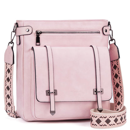 Roulens Crossbody Bags for Women,Multi Pocket Crossbody Purses Vegan Leather Shoulder Handbags Travel Purse Adjustable Strap