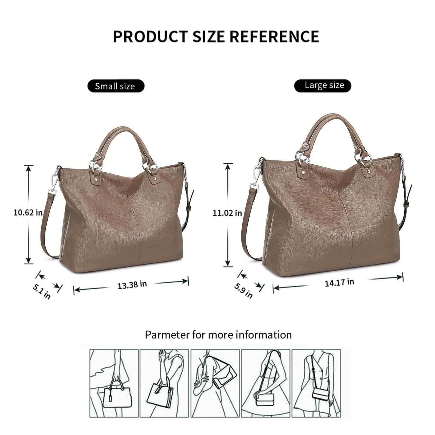 Kattee Women's Soft Leather Tote Bag, Top Satchel Purses and Handbags