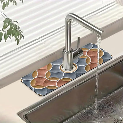 Geometric Printing Sink Faucet Absorbing Mat Ceramic Tile Texture Super