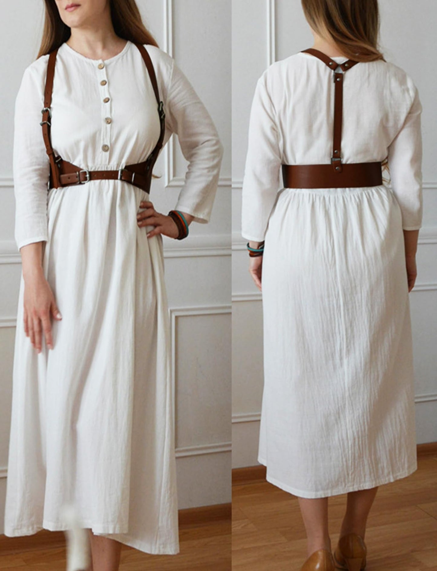 Happy Cherry Harness Belt for Women Punk Belt PU Leather Fashion Accessories for Dress Blouses