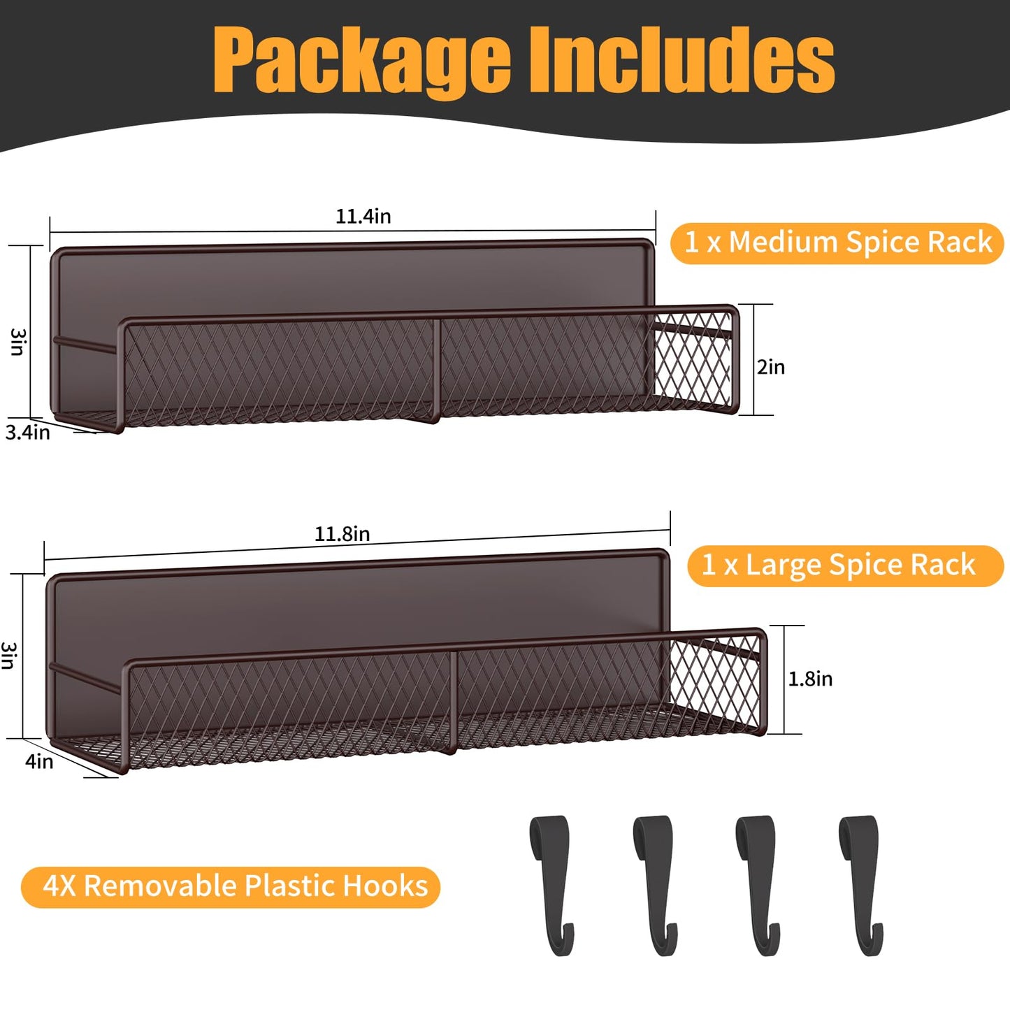 Magnetic Spice Rack for Refrigerator, 6 Pack 100% Metal Strong Magnet Shelf, Space Saving Spice Organizer, Home Kitchen Laundry Room Storage Organization W/ Paper Towel Holder, Utensils Racks (Grey)
