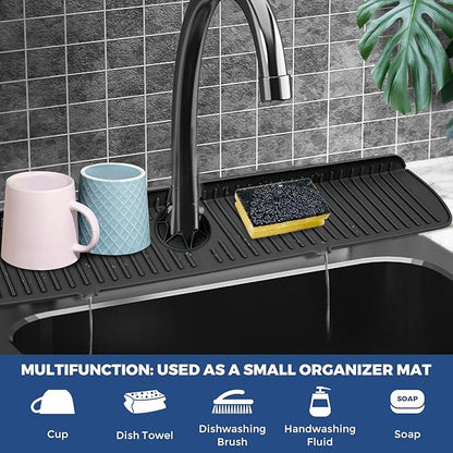 BFONS Silicone Faucet Handle Drip Catcher Tray, 24in x 5.55in