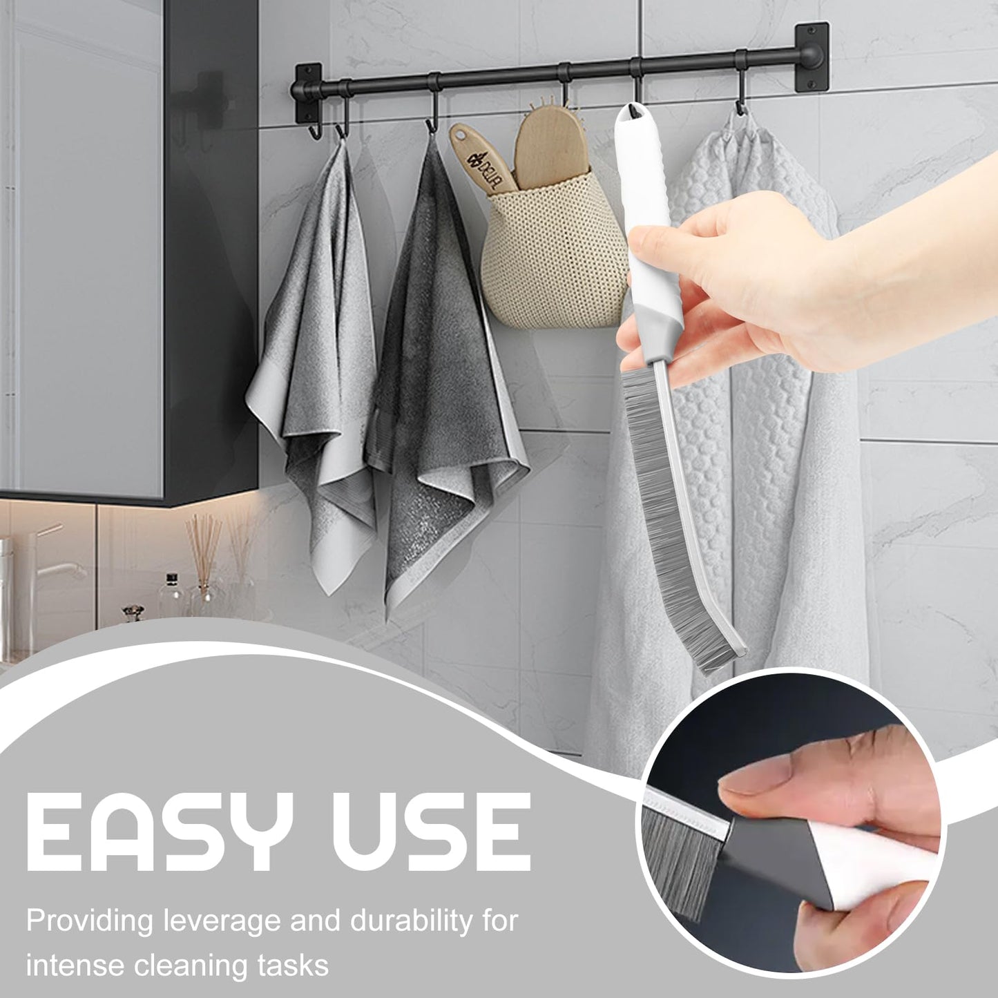 YIGAARUI Crevice Cleaning Brush Bathroom Tile Groove Gap Cleaning Brush Premium Crevice Cleaning Tool Aluminum Support with 15° Angled Head-Grout Thin Brush,Kitchen & Bathroom Tool (5PCS)